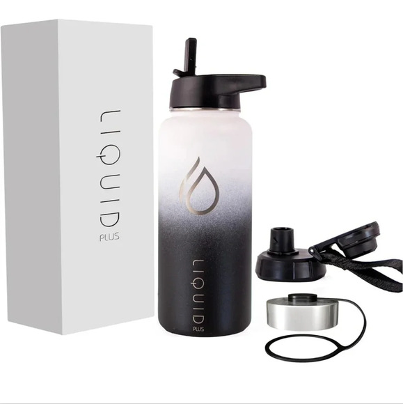 Insulated Water Bottle with Straw Lid - 32oz. Includes 3 Lids. Double Walled - Picture 1 of 7